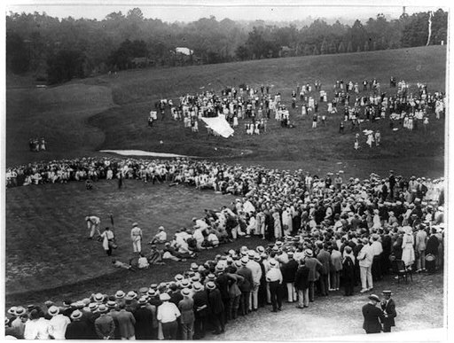 Crowd watching golf match, Washington, D.C., area