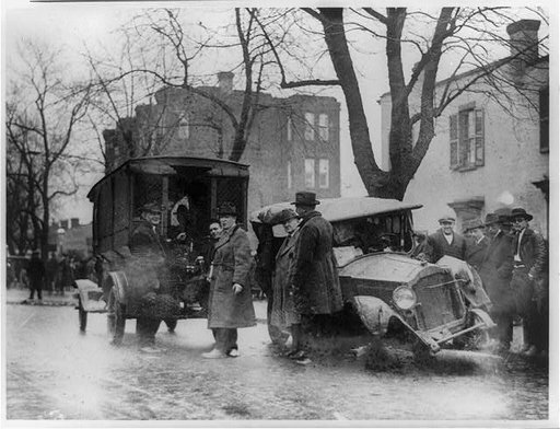 After a thrilling chase through the busiest streets of Washington, ... a couple of bootleggers and their car come to grief at the hands of the Capitol police