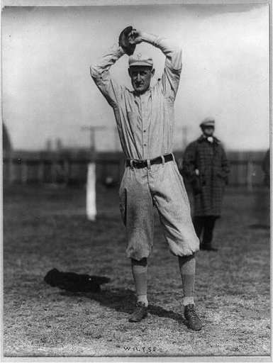 George Leroy "Hooks" Wiltse, of the New York (NL) baseball team, winding up for pitch