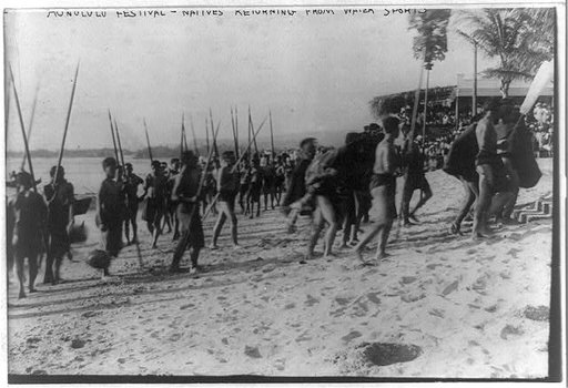 Honolulu festival--natives returning from water sports
