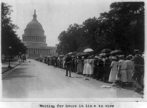Waiting for hours in line to view the remains of the late President