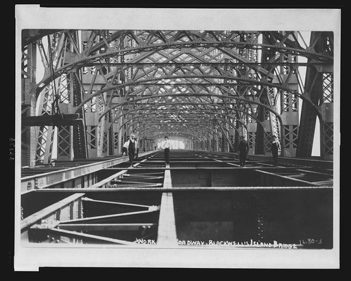 Work in roadway, Blackwell's Island Bridge