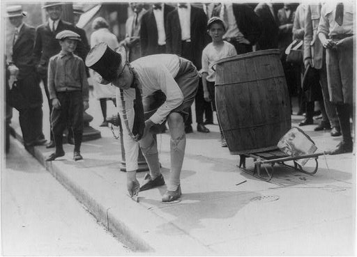 Measuring F Street in the National Capitol during the rush hours of the afternoon with a one foot rule, was the initiation stunt wished on this applicant for membership in a local college fraternity ...