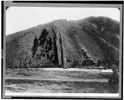 Hill with vertical rocky outcropping, Devil's Slide, Weber Canyon, Utah