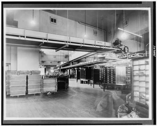 Mail receiving and sorting room, U.S. Post Office, Washington, D.C.