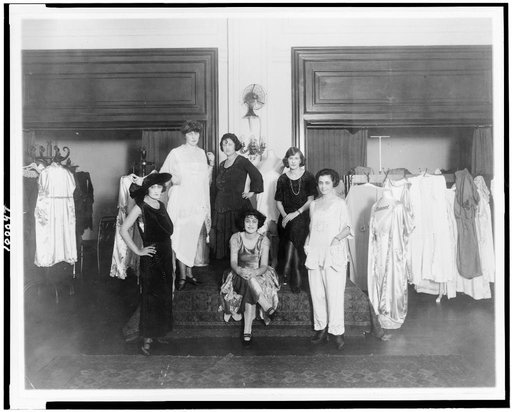 Fashion show at the Wells Shop, a store specializing in corsets, brassieres, hats, and bonnets, at 1331 G Street, N.W., Washington, D.C.