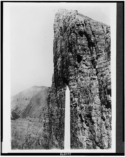 Glacier National Park, Mountain. Great vertical wall of the north face of Goathaunt Mountain, 1,200 ft. high