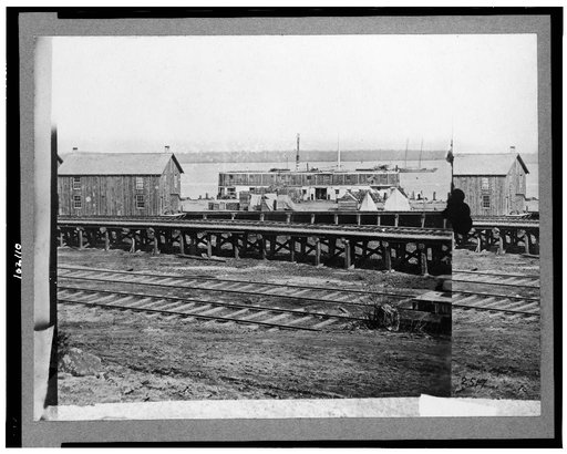 Sanitary commission barge at the docks, City Point, Virginia