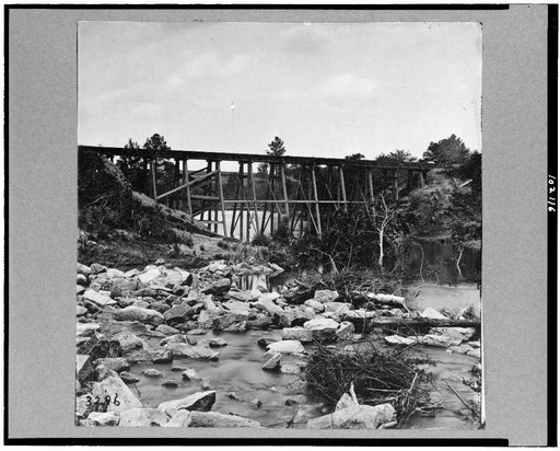 Trestle bridge on south side of railroad, near Petersburg, Virginia, April 1865