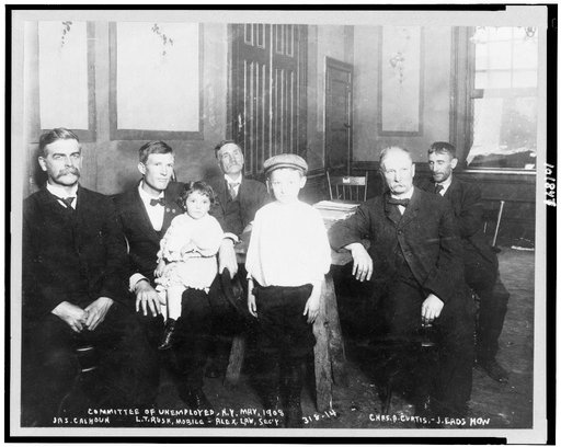 Committee of unemployed, N.Y. May 1908, Jas. Calhoun, L.T. Rush, Mobile, Alex Law, Sec'y, Chas A. Curtis, J. Eads How