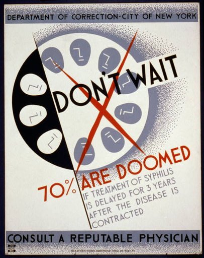 Don't wait - 70% are doomed if treatment of syphilis is delayed for 3 years after the disease is contracted Consult a reputable physician.