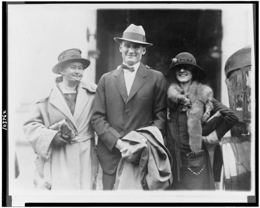 Walter Johnson with his wife and mother returning to the city