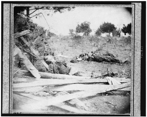Scene of Ewell's attack, May 19, 1864, near Spottsylvania [i.e. Spotsylvania] Court House. Dead Confederate soldiers