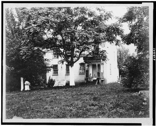 D.R. Miller house, with family on porch, Hagerstown Pike, Antietam, Maryland