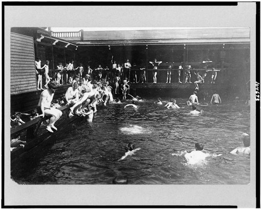 City children - bathing for free at the Battery, New York City