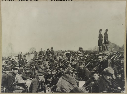 Union soldiers entrenched along the west bank of the Rappahannock River at Fredericksburg, Virginia