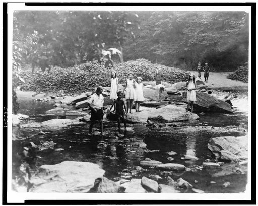 Children wading in Rock Creek, Washington, D.C.
