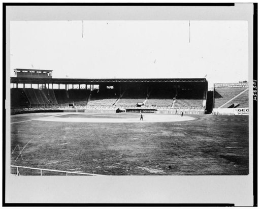 View of baseball field, with bleachers in background, Fenway Park, Boston