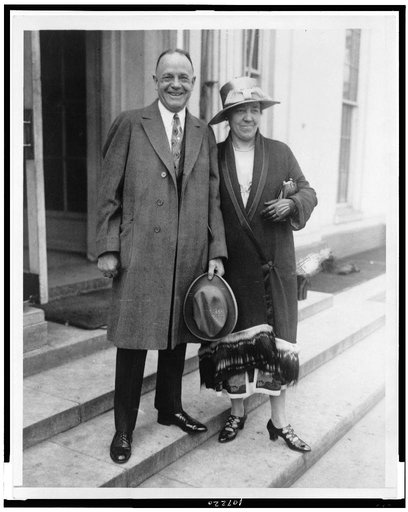Billy Sunday with Mrs. Sunday photographed at the White House today where they called on President Coolidge