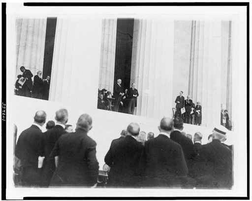 Chief Justice Taft turning over the memorial and President Harding receiving it on behalf [of] the United States