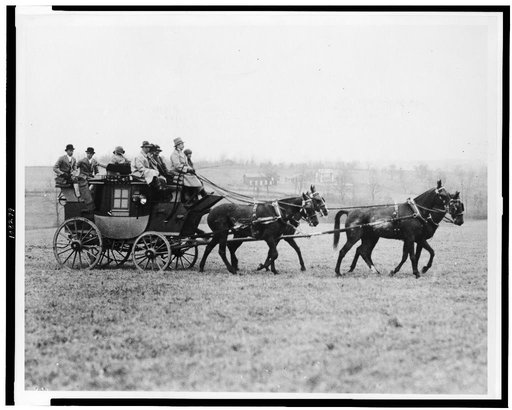 W.P. Hulbert of Middleburg arriving with his guests for the annual cross country race for the Middleburg Hunt Cup.  The 6th annual race held at Middleburg, Va.
