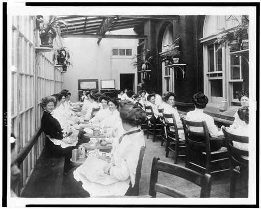 Women eating in a lounge at the Treasury Department, Washington, D.C.