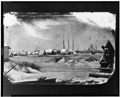 Morris Island, South Carolina.  July or August 1863.  Unidentified camp