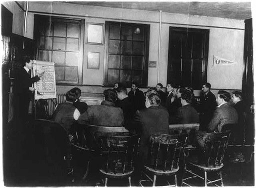 Department of Labor, training service. Italian class receiving instruction in English and citizenship, Newark, N.J. Y.M.C.A.