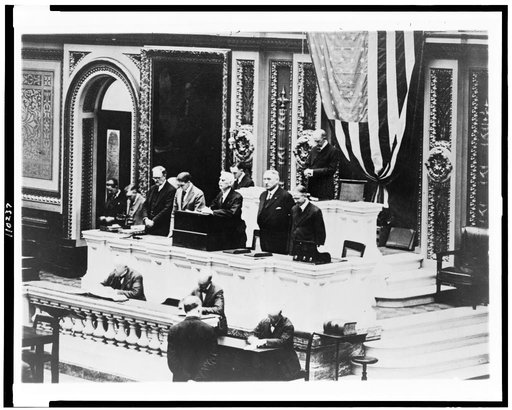 Calvin Coolidge speaking in House of Representatives chamber