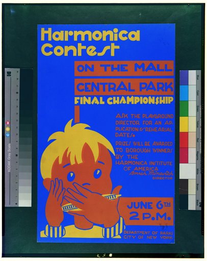 Harmonica contest on the mall, Central Park Final championship.