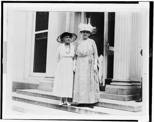 Mrs. Helen Gardener and Mrs. Carrie Chapman Catt leaving the White House