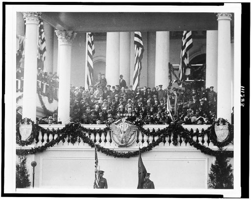 Calvin Coolidge making speech at his inauguration
