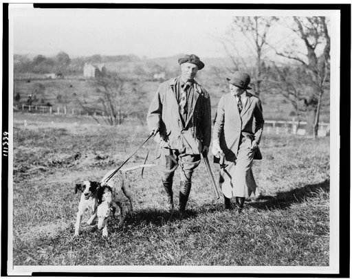 Gen. and Mrs. William Mitchell training young dogs at the beginning of the quail season