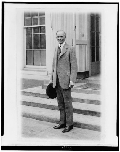 Henry Ford, full-length portrait, standing, facing slightly left, leaving the White House after calling on the president