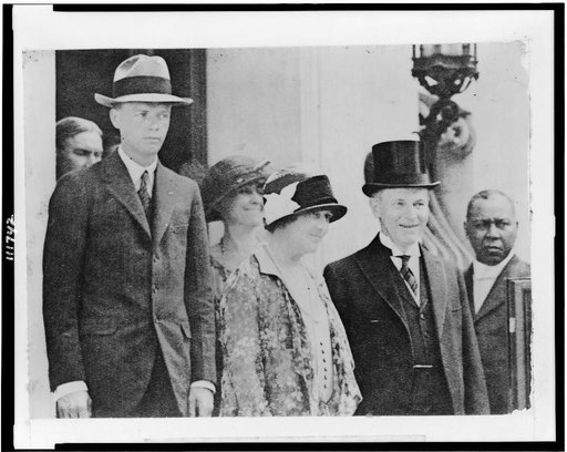 Col. Chas. Lindbergh and his mother photographed with the President and Mrs. Coolidge