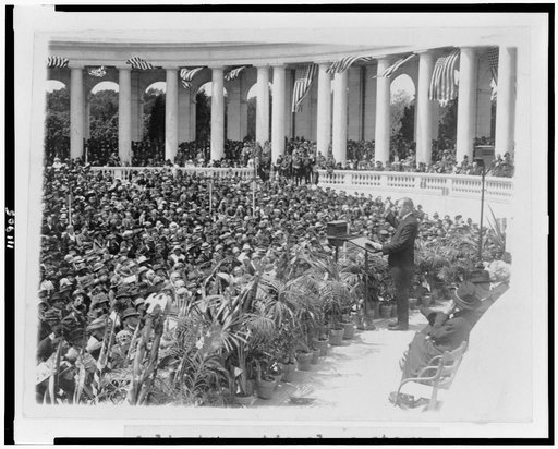 President Coolidge addressing crowd at Arlington National Cemetery