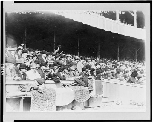 Baseball fans at the opening game of the unofficial World Series, between the New York Nationals and the New York Americans
