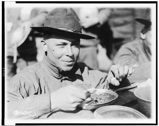 U.S. Army soldier eating