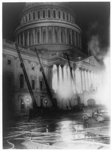 Fire at Capitol in room where architectural models are stored, Jan. 3, 1930
