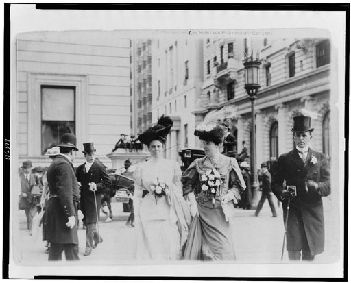 Annual parade of the coaching club, New York City, showing Dr. C. Falmestock(?), Miss Barnes, and Mrs. W.C. Gulliver