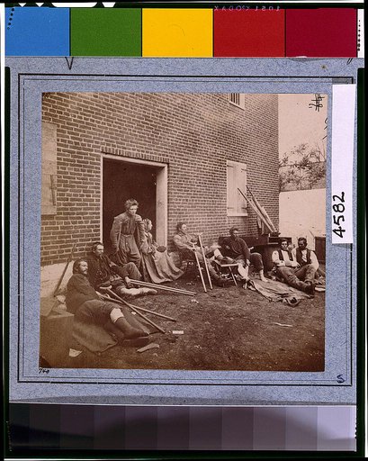 Wounded soldiers from the battles in the "Wilderness" at Fredericksburg, Va., May 20, 1864