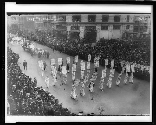 Suffragists marching, probably in New York City in [1915