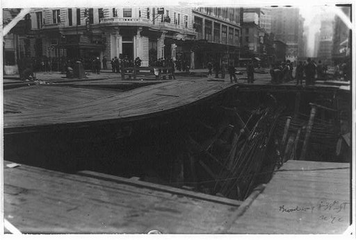 Subway construction, Broadway and 38th Street, New York City