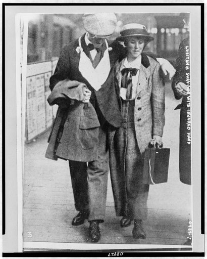 Lusitania survivor with injured hand, May 25, 1915