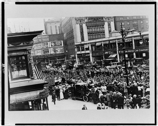 Parade of soldiers on Broadway