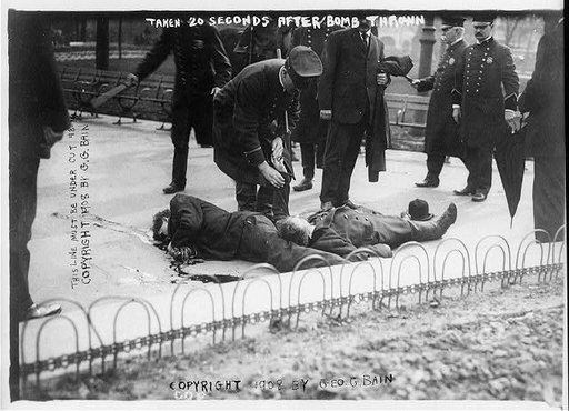 Anarchists - casualties of anarchist riot, Union Square] Taken 20 seconds after bomb thrown.