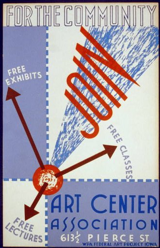 For the community - join art center association - free exhibits, free classes, free lectures