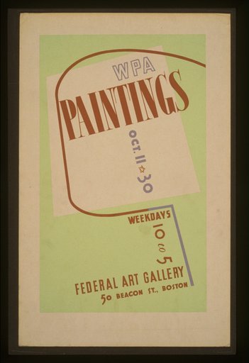 WPA paintings, Federal Art Gallery, 50 Beacon St., Boston