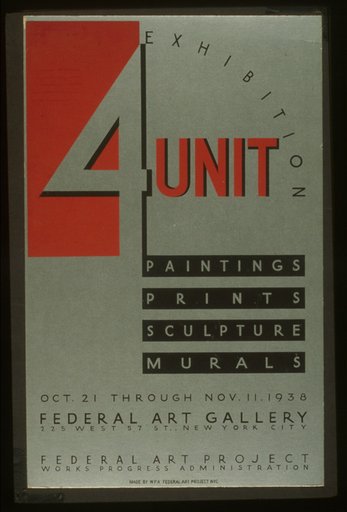 "4" unit exhibition - paintings, prints, sculpture, murals
