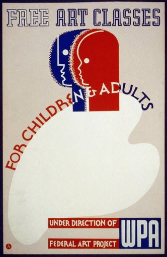 Free art classes for children & adults Under direction of Federal Art Project, WPA /
